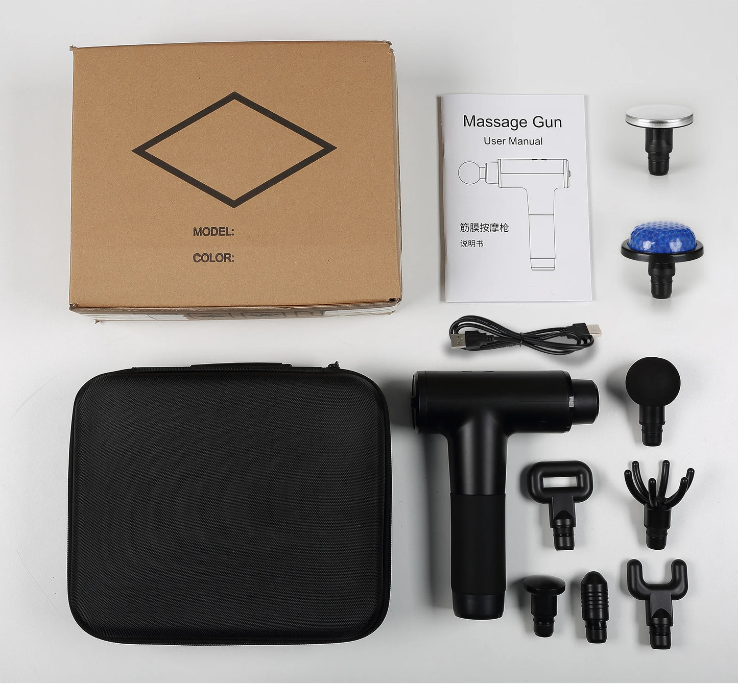 Full massage gun kit – HeatPulse CoreForce G7 with 8 heads