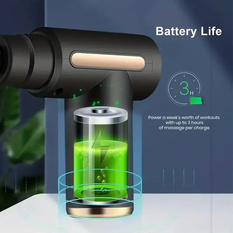 Rechargeable massage gun with long-lasting 3-hour battery