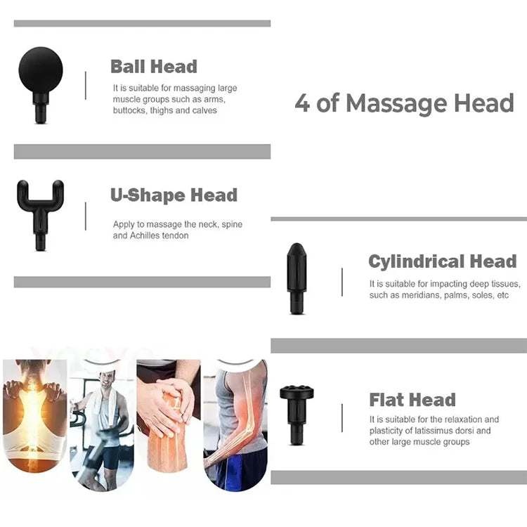 4 versatile massage heads for full-body relief